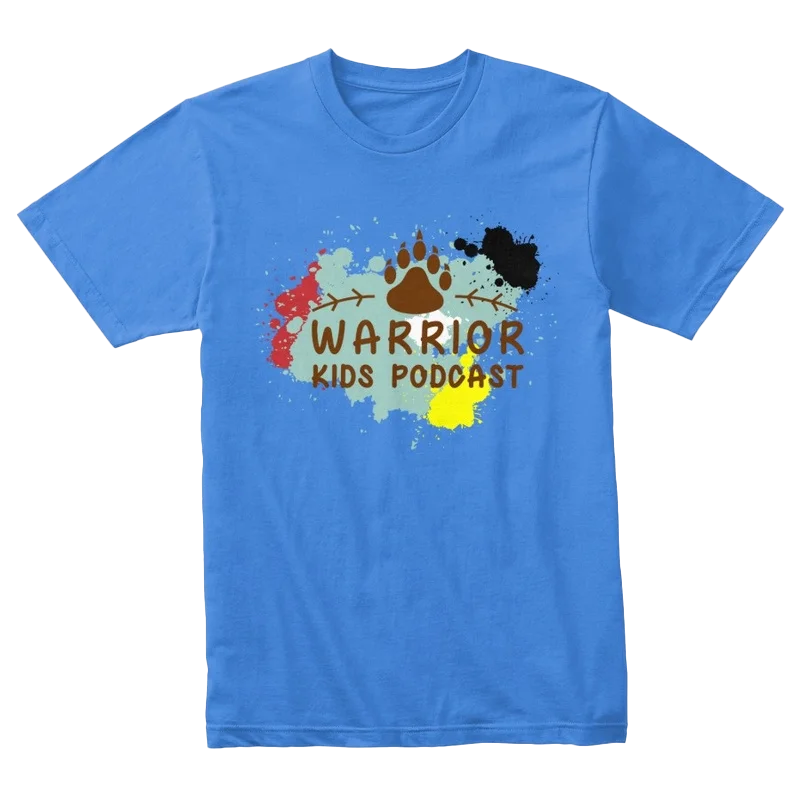 Warrior Kids Podcast blue t-shirt.